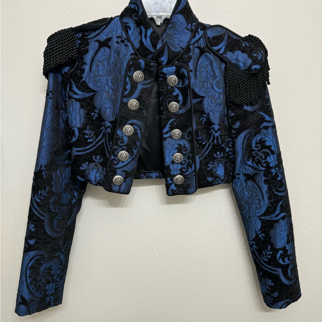 Shrine Of Hollywood Toreador Jacket Black And Blue Tapestry Brocade Small